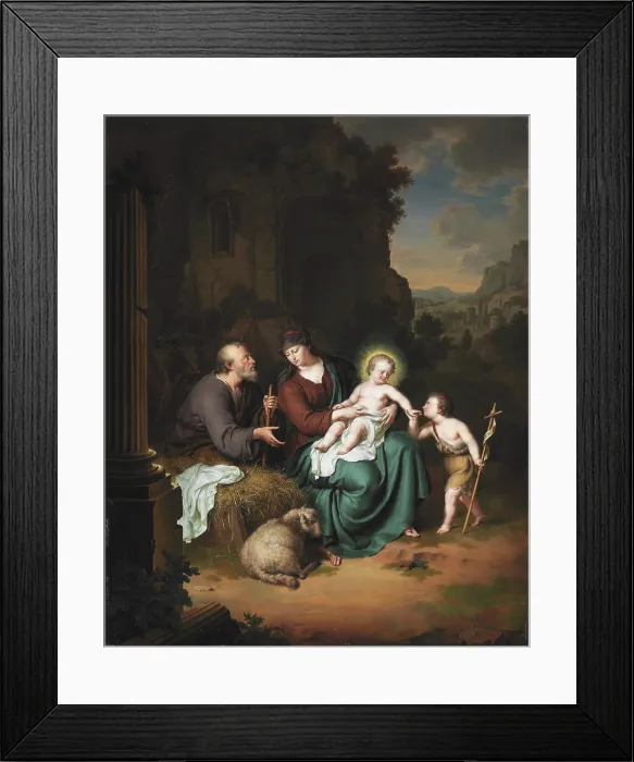 Framed Print : The Holy Family and Saint John the Baptist, 1708. Creator: Willem van Mieris Framed Print : The Holy Family and Saint John the Baptist, 1708. Creator: Willem van Mieris