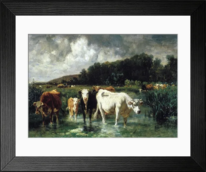 Framed Print : Landscape with Cattle, c1850-1890. Creator: Emile van Marcke de Lummen Framed Print : Landscape with Cattle, c1850-1890. Creator: Emile van Marcke de Lummen