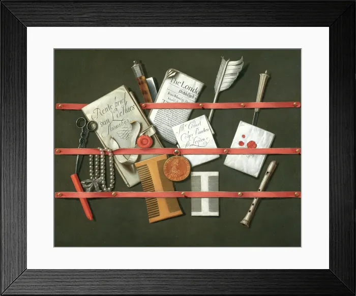 Framed Print : Still Life: A Letter Rack, 1692. Creator: Edwaert Collier Framed Print : Still Life: A Letter Rack, 1692. Creator: Edwaert Collier