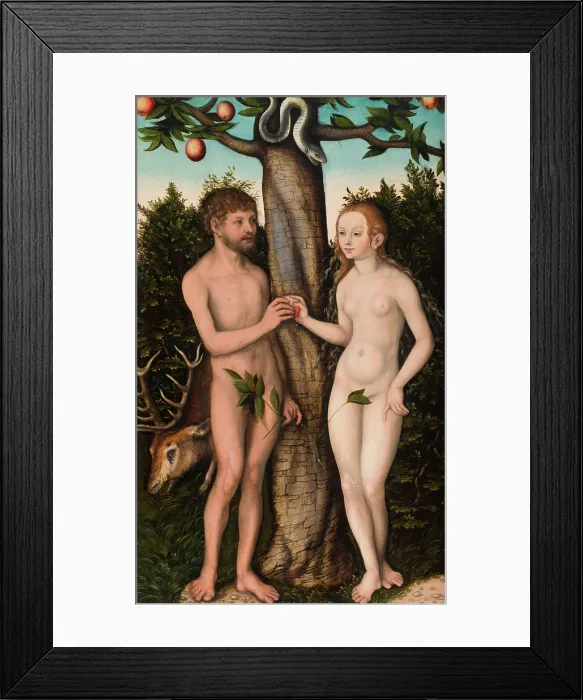 Framed Print : Adam and Eve, 1528. Creator: Lucas Cranach the Elder Framed Print : Adam and Eve, 1528. Creator: Lucas Cranach the Elder