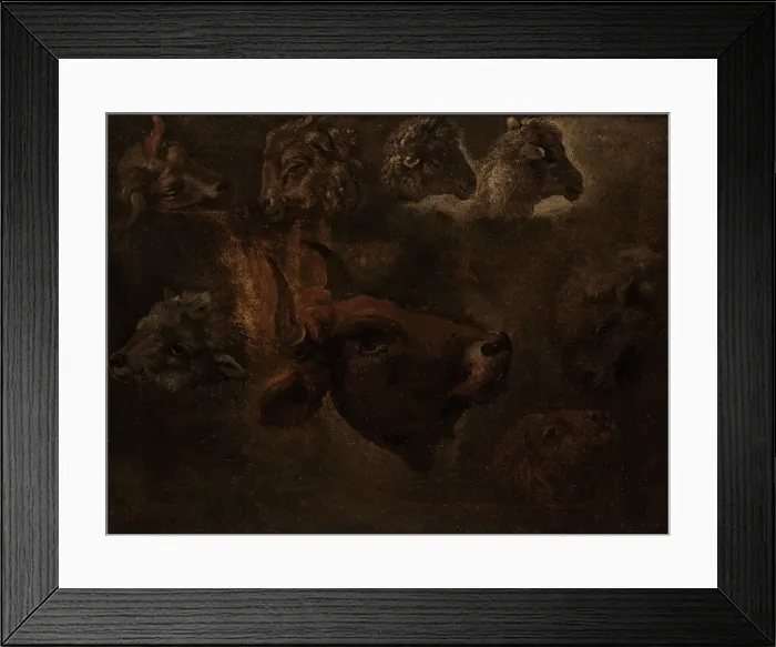 Framed Print : Studies of Animal Heads, between 1835 and 1840. Creator: Thomas Cole Framed Print : Studies of Animal Heads, between 1835 and 1840. Creator: Thomas Cole