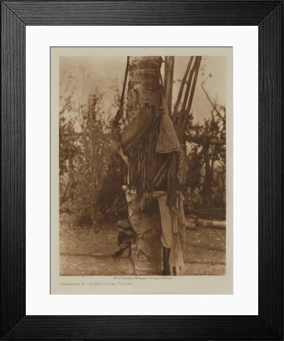 Framed Print : Offerings in the Sun Lodge, Piegan, 1926. Creator: Edward Sheriff Curtis Framed Print : Offerings in the Sun Lodge, Piegan, 1926. Creator: Edward Sheriff Curtis