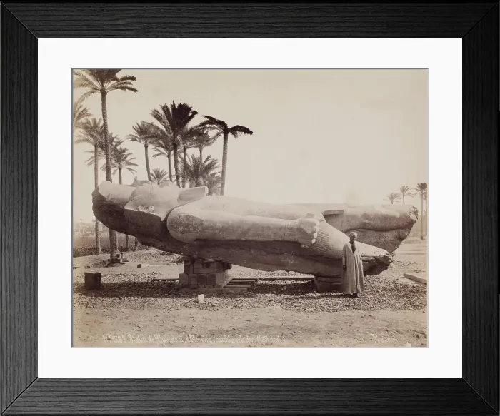 Framed Print : Statue of Ramesses II Resting on Its Back at Memphis, 19th century. Creator: Pascal Sebah Framed Print : Statue of Ramesses II Resting on Its Back at Memphis, 19th century. Creator: Pascal Sebah
