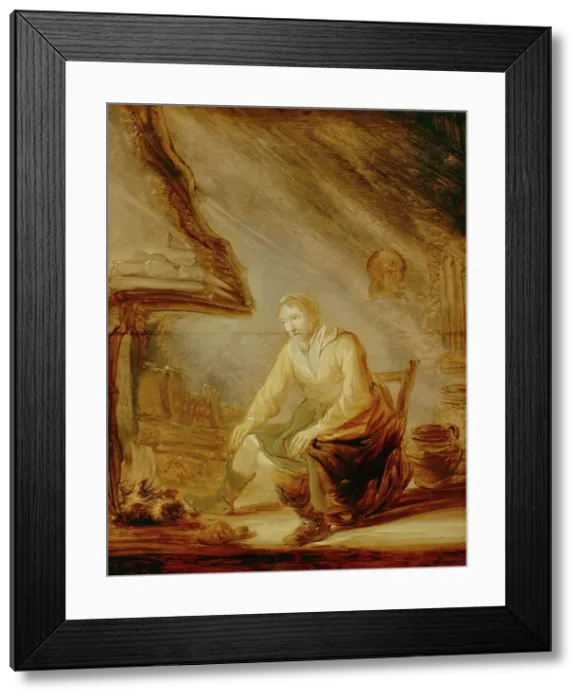 Framed Print : Woman before a Fire, c1640. Creator: Benjamin Gerritz Cuyp Framed Print : Woman before a Fire, c1640. Creator: Benjamin Gerritz Cuyp