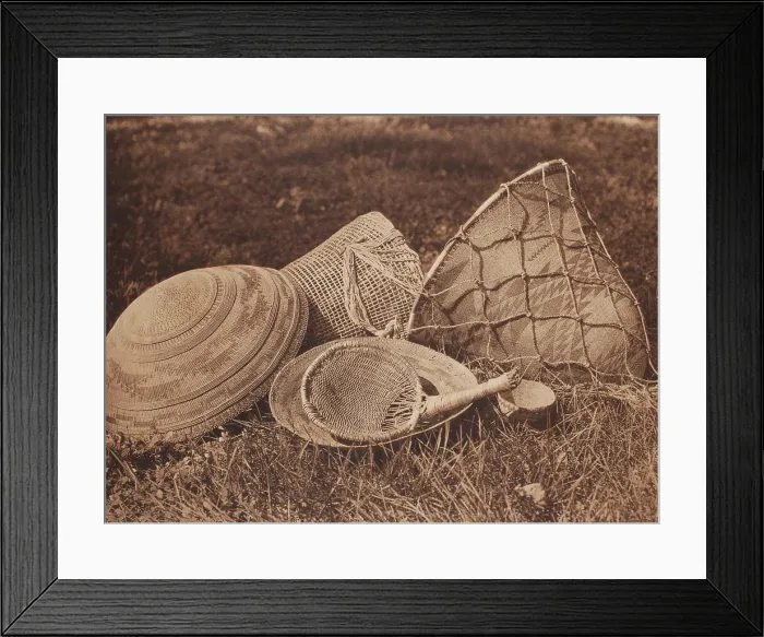Framed Print : Pomo Seed, Gathering Utensils, 1924. Creator: Edward Sheriff Curtis Framed Print : Pomo Seed, Gathering Utensils, 1924. Creator: Edward Sheriff Curtis
