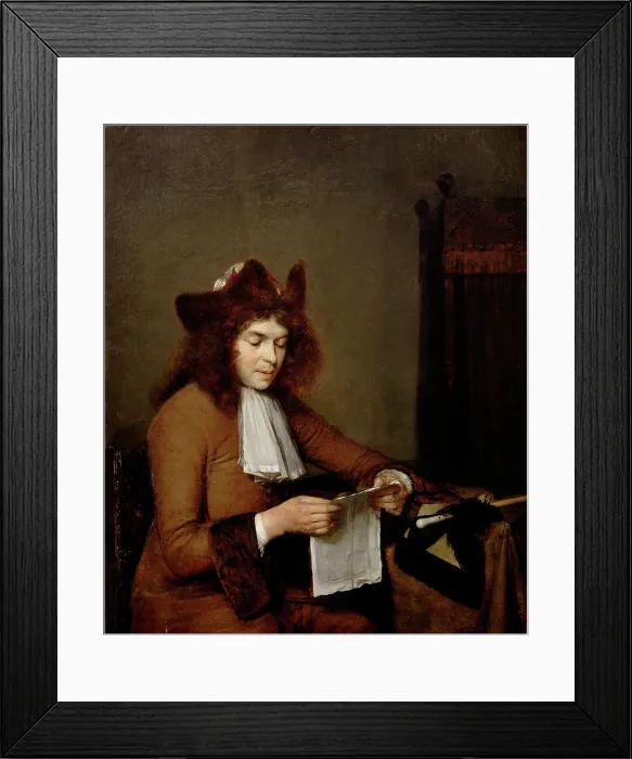 Framed Print : Young Man Reading, c1680. Creator: Gerard Terborch II Framed Print : Young Man Reading, c1680. Creator: Gerard Terborch II