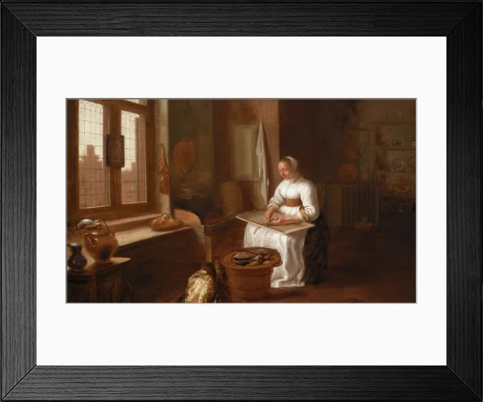 Framed Print : A Woman Cleaning Fish, 1647. Creator: Hercules Sanders Framed Print : A Woman Cleaning Fish, 1647. Creator: Hercules Sanders