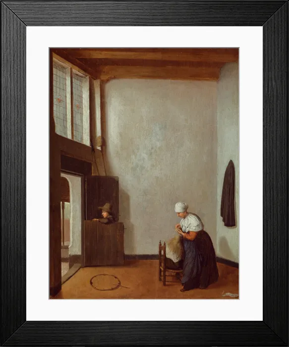 Framed Print : Interior with a Woman Combing a Little Girl's Hair, between 1654 and 1662. Creator: Jacobus Vrel. Interior with a Woman Combing a Little Girl's Hair, between 1654 and 1662 Framed Print : Interior with a Woman Combing a Little Girl's Hair, between 1654 and 1662. Creator: Jacobus Vrel. Interior with a Woman Combing a Little Girl's Hair, between 1654 and 1662