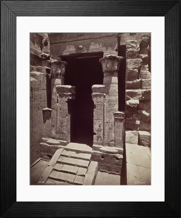 Framed Print : Entrance to the Chapel of the New Year in the Temple of Ed Edfu, late 19th century. Creator: Henri Bechard Framed Print : Entrance to the Chapel of the New Year in the Temple of Ed Edfu, late 19th century. Creator: Henri Bechard