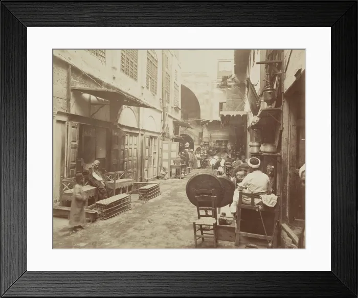 Framed Print : Shops in Cairo, 19th century. Creator: Anon Framed Print : Shops in Cairo, 19th century. Creator: Anon