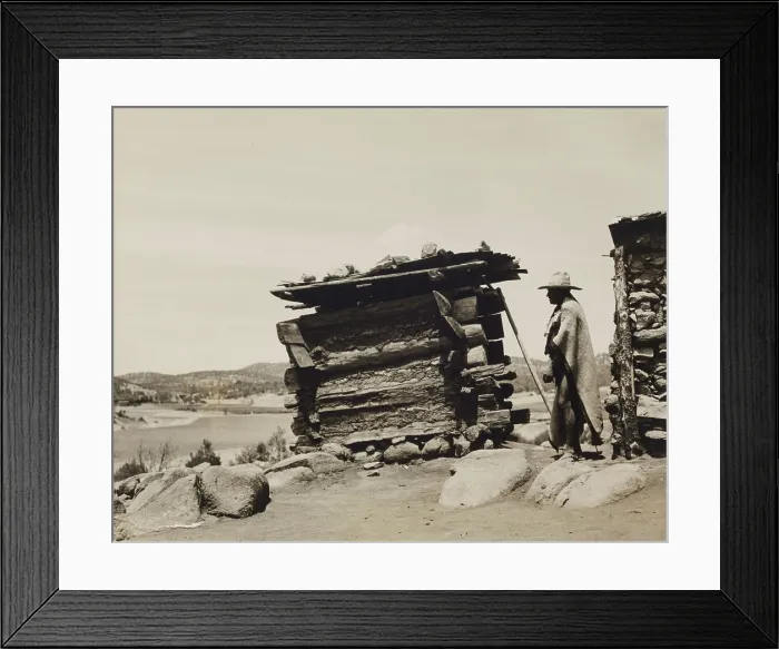Framed Print : Untitled (Man with Wooden Structure, New Mexico), c.between 1920 and 1940. Creator: Guillermo Bravo Framed Print : Untitled (Man with Wooden Structure, New Mexico), c.between 1920 and 1940. Creator: Guillermo Bravo