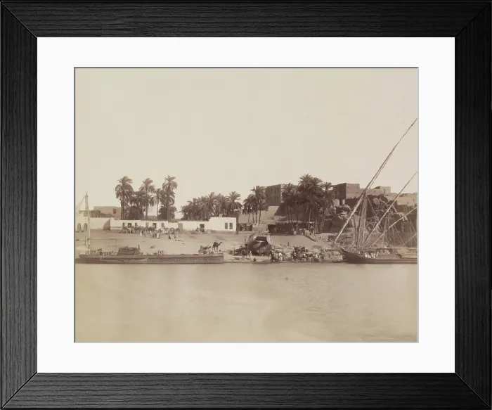 Framed Print : Village on the Nile, 19th century. Creator: Anon Framed Print : Village on the Nile, 19th century. Creator: Anon