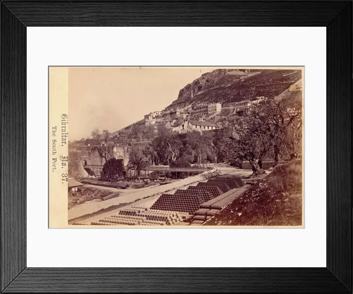 Framed Print : Gibraltar, The South Port, 19th century. Creator: Anon Framed Print : Gibraltar, The South Port, 19th century. Creator: Anon