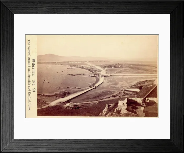 Framed Print : The Neutral Ground and Spanish and English Lines, Gibraltar, 19th century. Creator: Anon Framed Print : The Neutral Ground and Spanish and English Lines, Gibraltar, 19th century. Creator: Anon