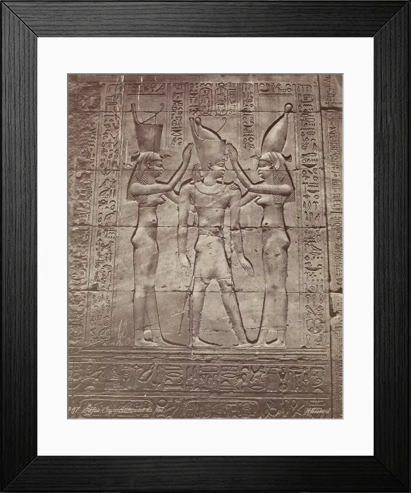 Framed Print : Coronation of the King: Bas-relief in the Temple of Edfu, late 19th century. Creator: Henri Bechard Framed Print : Coronation of the King: Bas-relief in the Temple of Edfu, late 19th century. Creator: Henri Bechard