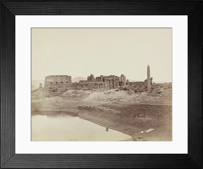 Framed Print : Temple of Karnak from the Sacred Lake. Luxor, East Bank, between 1860 and 1903. Creator: Antonio Beato Framed Print : Temple of Karnak from the Sacred Lake. Luxor, East Bank, between 1860 and 1903. Creator: Antonio Beato