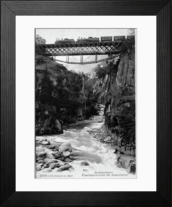 Framed Print : Railway Bridge over river gorge Creator: Unknown Framed Print : Railway Bridge over river gorge Creator: Unknown