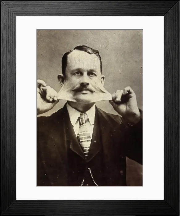 Framed Print : James Morris, stretching the skin on his face. Creator: Unknown Framed Print : James Morris, stretching the skin on his face. Creator: Unknown