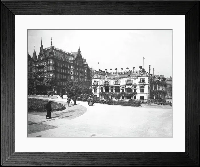 Framed Print : Hamburg. Alster-Pavillion and Hotel Hamburger, 1904. Creator: Unknown