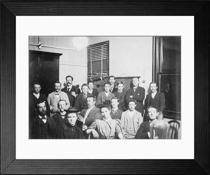 Framed Print : Group posed photo with Dr Wilton W.R. Love with Chemistry / Pharmacy students, 1894. Creator: Unknown Framed Print : Group posed photo with Dr Wilton W.R. Love with Chemistry / Pharmacy students, 1894. Creator: Unknown