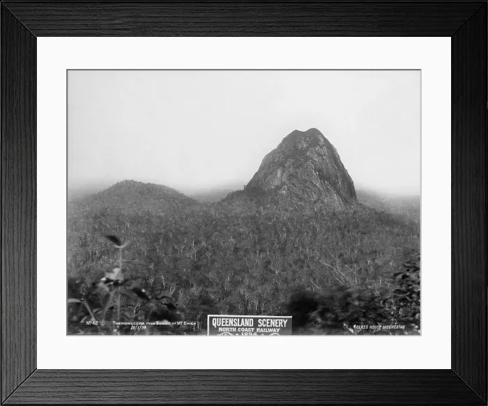 Framed Print : Glasshouse Mountains, Tibberoowuccum from Mt Ewen, 1894. Creator: Unknown Framed Print : Glasshouse Mountains, Tibberoowuccum from Mt Ewen, 1894. Creator: Unknown