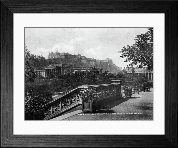 Framed Print : Edinburgh Castle and National Galleries from East Princes Street Gardens Creator: Unknown Framed Print : Edinburgh Castle and National Galleries from East Princes Street Gardens Creator: Unknown