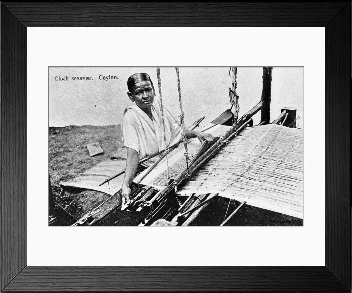 Framed Print : Cloth weaver in Ceylon (Sri Lanka). Creator: Unknown