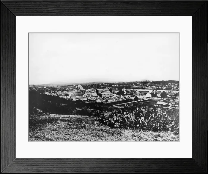 Framed Print : Aerial view of Brisbane, Queensland 1876. Creator: Unknown Framed Print : Aerial view of Brisbane, Queensland 1876. Creator: Unknown