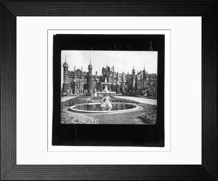 Framed Print : Stone palace and fountain - unknown loation. Creator: Unknown Framed Print : Stone palace and fountain - unknown loation. Creator: Unknown