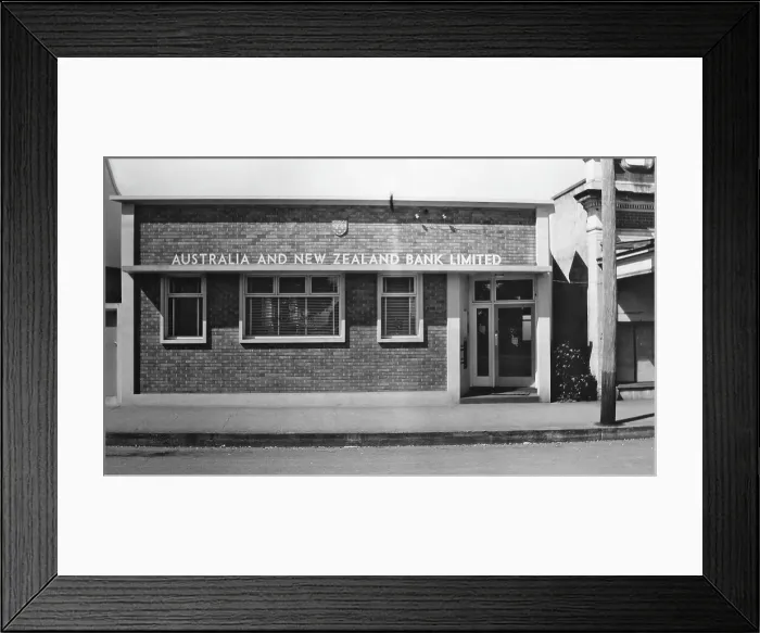 Framed Print : ANZ Bank, Formerly - Bank of Australasia, Childers, Queensland, 1955. Creator: Jack Bain Framed Print : ANZ Bank, Formerly - Bank of Australasia, Childers, Queensland, 1955. Creator: Jack Bain
