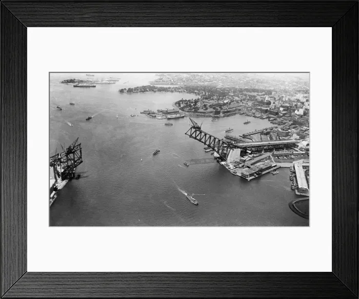 Framed Print : The construction of the Sydney Harbour Bridge in Jan 1930 and 1931. Creator: Isabel Edith Doris Francis Framed Print : The construction of the Sydney Harbour Bridge in Jan 1930 and 1931. Creator: Isabel Edith Doris Francis