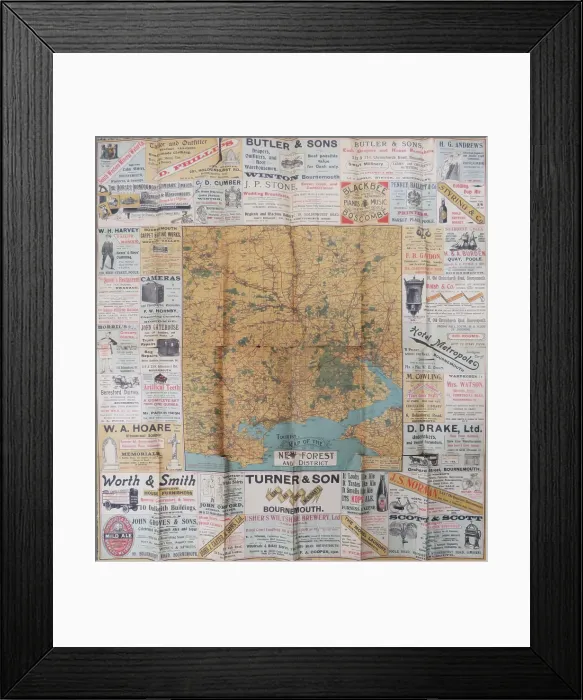 Framed Print : Tourist Map of the New Forest and District, c1900. Creator: Unknown Framed Print : Tourist Map of the New Forest and District, c1900. Creator: Unknown