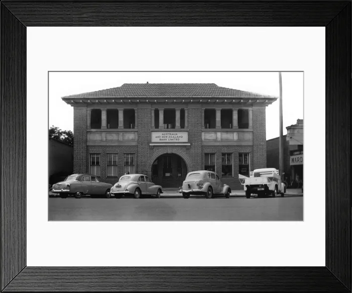 Framed Print : ANZ Bank, Formerly - Bank of Australasia, Dalby, Queensland, 1955. Creator: Jack Bain Framed Print : ANZ Bank, Formerly - Bank of Australasia, Dalby, Queensland, 1955. Creator: Jack Bain