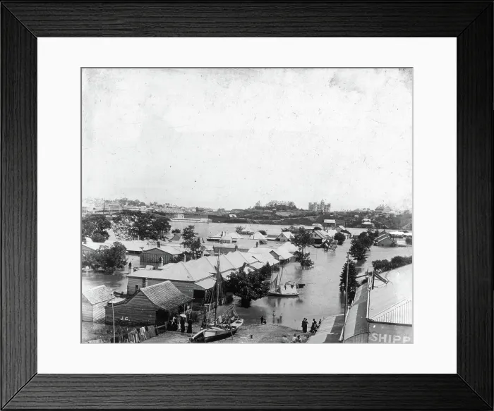 Framed Print : Main Street, Kangaroo Point, Brisbane (Queensland), 1893 Flood. Creator: James Clark Framed Print : Main Street, Kangaroo Point, Brisbane (Queensland), 1893 Flood. Creator: James Clark