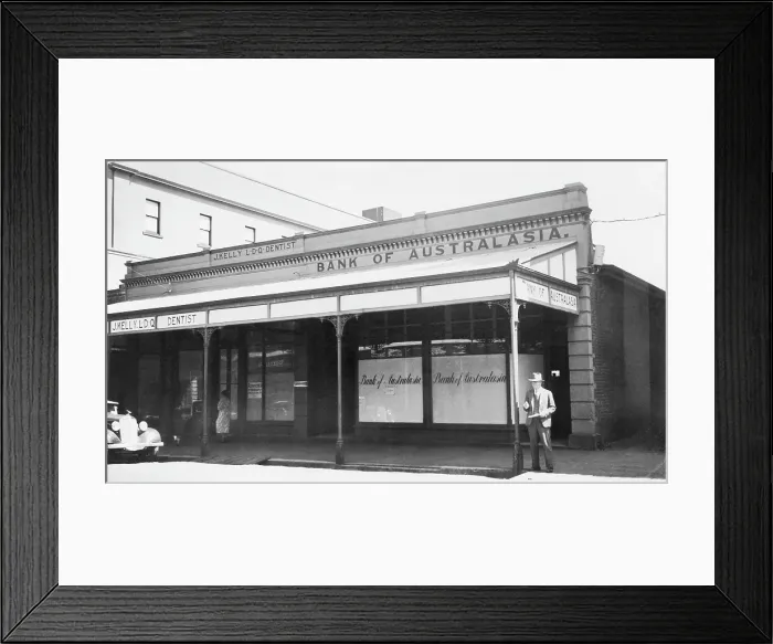 Framed Print : Bank of Australasia, Maryborough, Queensland, 1923. Creator: Jack Bain Framed Print : Bank of Australasia, Maryborough, Queensland, 1923. Creator: Jack Bain