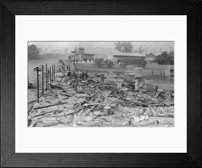 Framed Print : Main Street Fire Damage, Toogoolawah, Queensland, 1926. Creator: Jack Bain Framed Print : Main Street Fire Damage, Toogoolawah, Queensland, 1926. Creator: Jack Bain