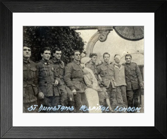 Framed Print : Frank Morris and other blinded soldiers c1918. Creator: Unknown Framed Print : Frank Morris and other blinded soldiers c1918. Creator: Unknown