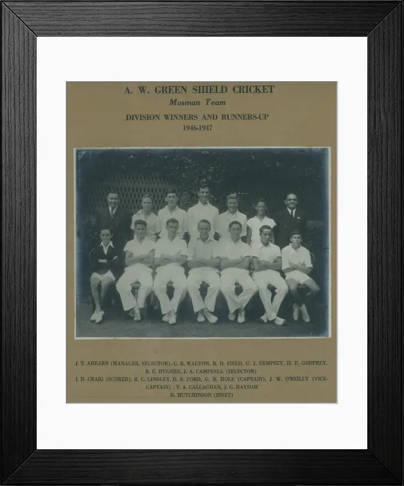 Framed Print : Mosman A.W. Green Shield Cricket, c1946. Creator: Unknown Framed Print : Mosman A.W. Green Shield Cricket, c1946. Creator: Unknown