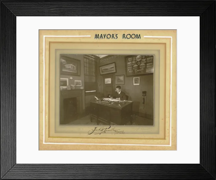 Framed Print : Mayor's Room; Frank G Pursell, Mayor 1939-1940 is pictured at his desk in the Mayor's room in 1939 Framed Print : Mayor's Room; Frank G Pursell, Mayor 1939-1940 is pictured at his desk in the Mayor's room in 1939
