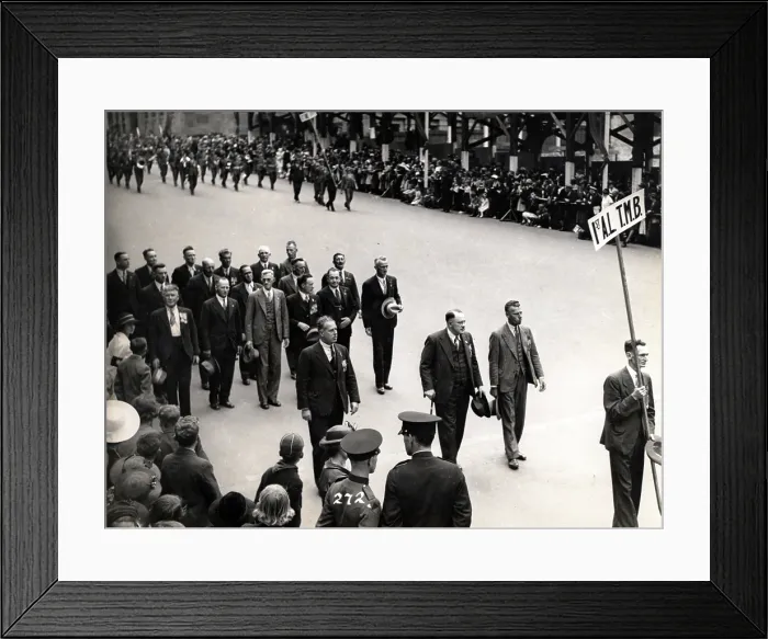 Framed Print : Capt Frank Page MC (with walking stick), Anzac Day march, year unknown. Creator: Unknown Framed Print : Capt Frank Page MC (with walking stick), Anzac Day march, year unknown. Creator: Unknown