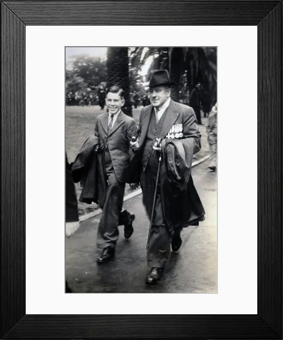 Framed Print : Frank Page with his son, Thomas. Creator: Unknown Framed Print : Frank Page with his son, Thomas. Creator: Unknown