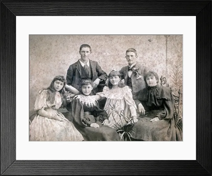 Framed Print : Fred & Bert Newland with sisters Ethel, Grace and Nell, any mother or foster carer, c1900s. Creator: Unknown Framed Print : Fred & Bert Newland with sisters Ethel, Grace and Nell, any mother or foster carer, c1900s. Creator: Unknown