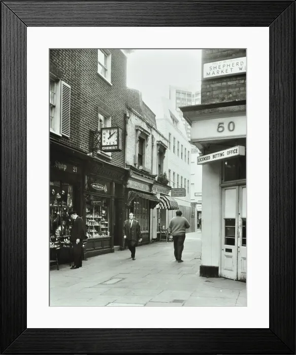 Framed Print : 21-27 Shepherd Market, Westminster LB, London: front elevations, shops, Mayfair, 1967. Creator: Unknown Framed Print : 21-27 Shepherd Market, Westminster LB, London: front elevations, shops, Mayfair, 1967. Creator: Unknown