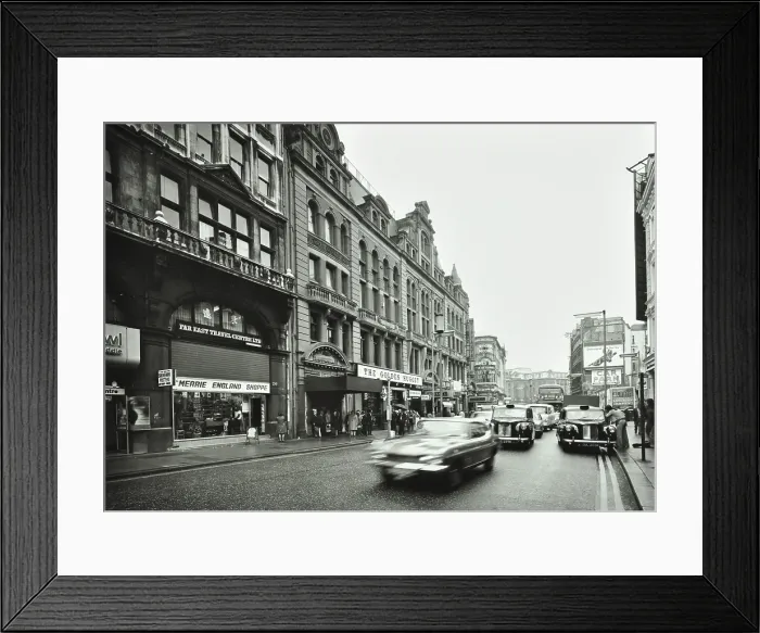 Framed Print : 12-26 Shaftesbury Avenue, Westminster LB, London: looking to Piccadilly Circus, taxi, traffic, 1973. Creator: Unknown Framed Print : 12-26 Shaftesbury Avenue, Westminster LB, London: looking to Piccadilly Circus, taxi, traffic, 1973. Creator: Unknown