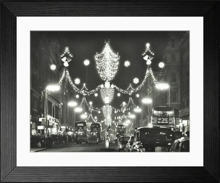 Framed Print : Christmas illuminations on Regent Street, West End, looking south to the Quadrant, London, 1970. Creator: Unknown Framed Print : Christmas illuminations on Regent Street, West End, looking south to the Quadrant, London, 1970. Creator: Unknown