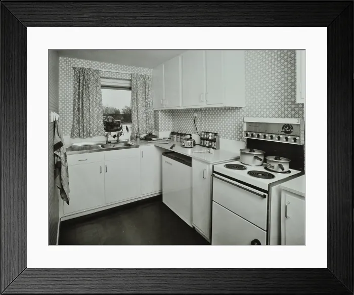 Framed Print : 45 Enfield Chase, Houghton Regis, Dunstable, Bedfordshire: kitchen, 1971. Creator: Unknown Framed Print : 45 Enfield Chase, Houghton Regis, Dunstable, Bedfordshire: kitchen, 1971. Creator: Unknown