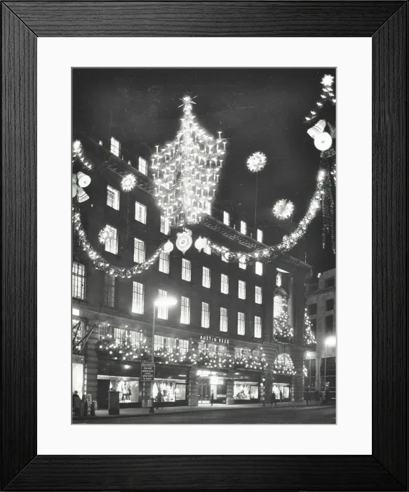 Framed Print : Christmas illuminations on Regent Street, West End, looking to Austin Reed at 103-113, London, 1970. Creator: Unknown Framed Print : Christmas illuminations on Regent Street, West End, looking to Austin Reed at 103-113, London, 1970. Creator: Unknown
