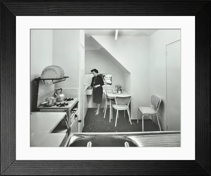 Framed Print : 68 Burley House, Mountmorres Estate, Stepney Green, London: kitchen, 1962. Creator: Unknown Framed Print : 68 Burley House, Mountmorres Estate, Stepney Green, London: kitchen, 1962. Creator: Unknown