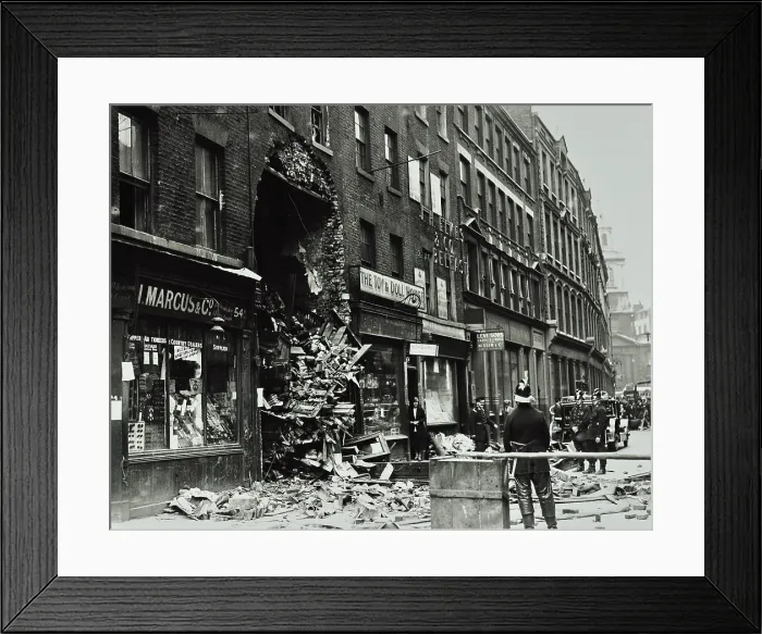 Framed Print : 55 Houndsditch, City of London: damage caused by fire, 1924. Creator: Unknown Framed Print : 55 Houndsditch, City of London: damage caused by fire, 1924. Creator: Unknown