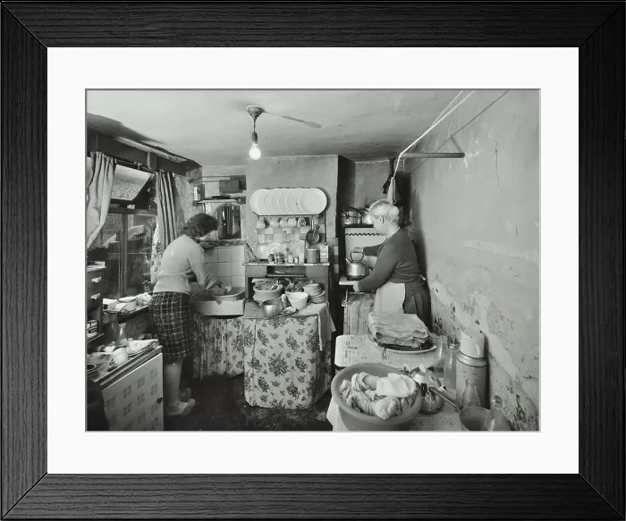 Framed Print : 47 Monier Street, Poplar, London: kitchen in dilapidated condition, 1962. Creator: Unknown Framed Print : 47 Monier Street, Poplar, London: kitchen in dilapidated condition, 1962. Creator: Unknown